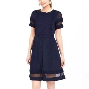 Banana Republic Navy Swiss Dot Mini Dress